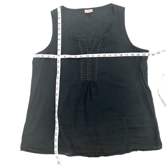 J.Jill embellished 100% linen sleeveless charcoal washed black top size large - Picture 4 of 6
